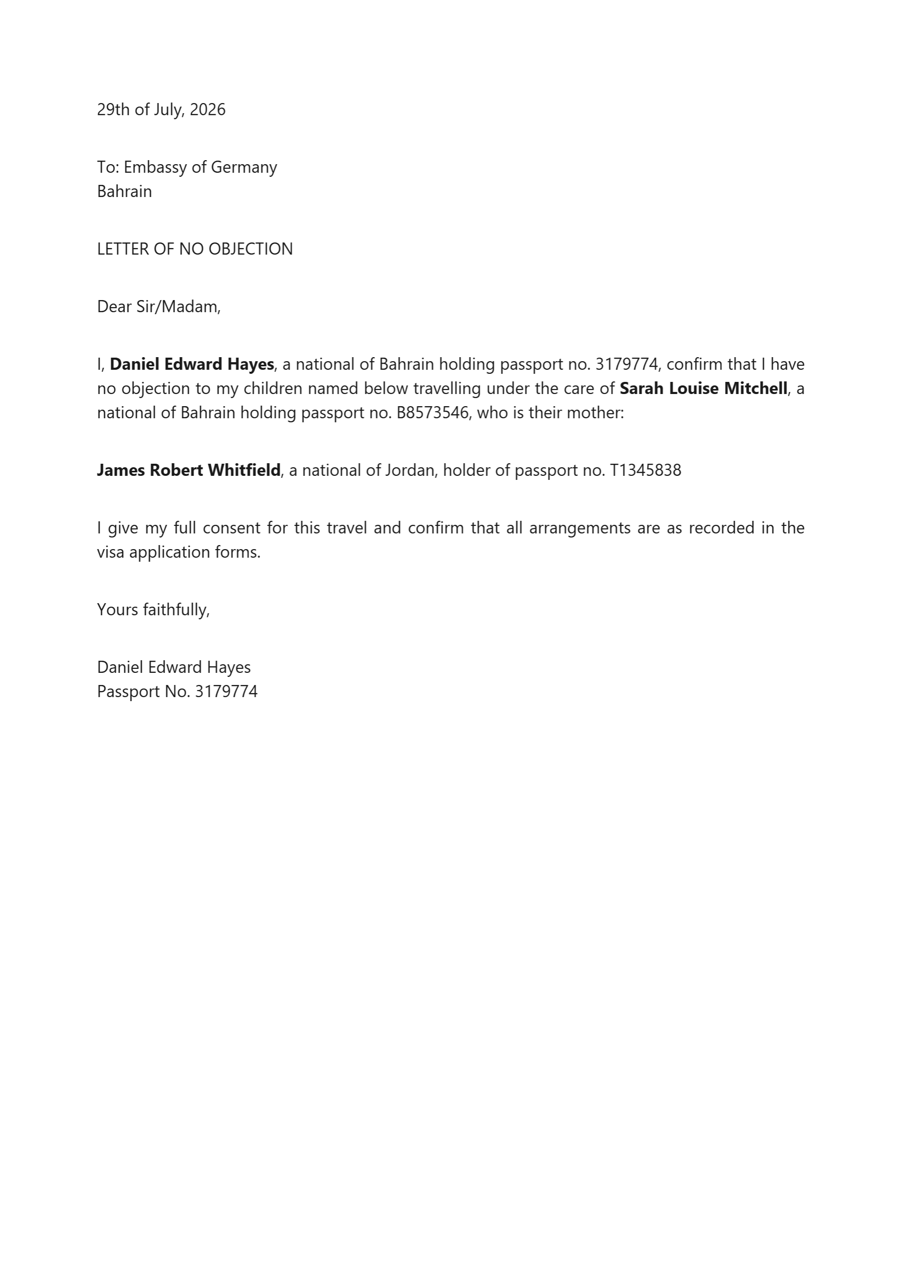 Parental authorization letter generated by Loopfy